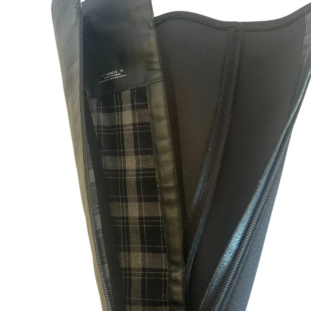 Cole Haan Dutchess Tall Leather Over-The-Knee Black Biker Riding Boots Size 7